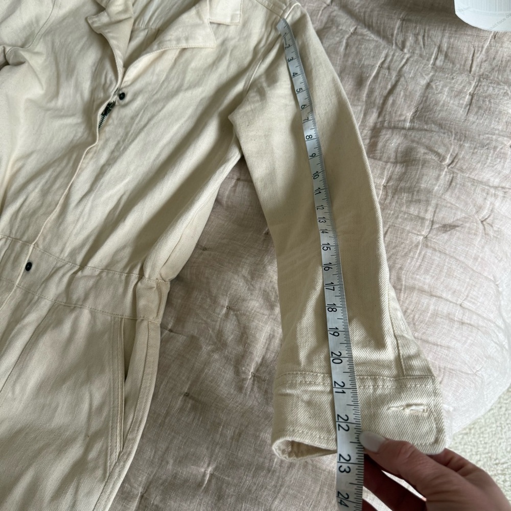 Faherty Denim Jumpsuit Overland Twill Utility Cotton in Off White Size XS - Picture 12 of 15